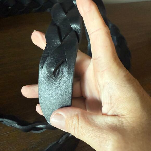 Cinture D’Autore Men’s Black Genuine Leather Woven Belt- Size 42 - Picture 5 of 8